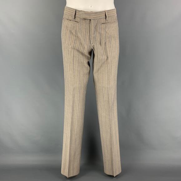 D&G by DOLCE & GABBANA 36 Khaki Navy Stripe Polyester Blend Notch Lapel Suit - Picture 5 of 7